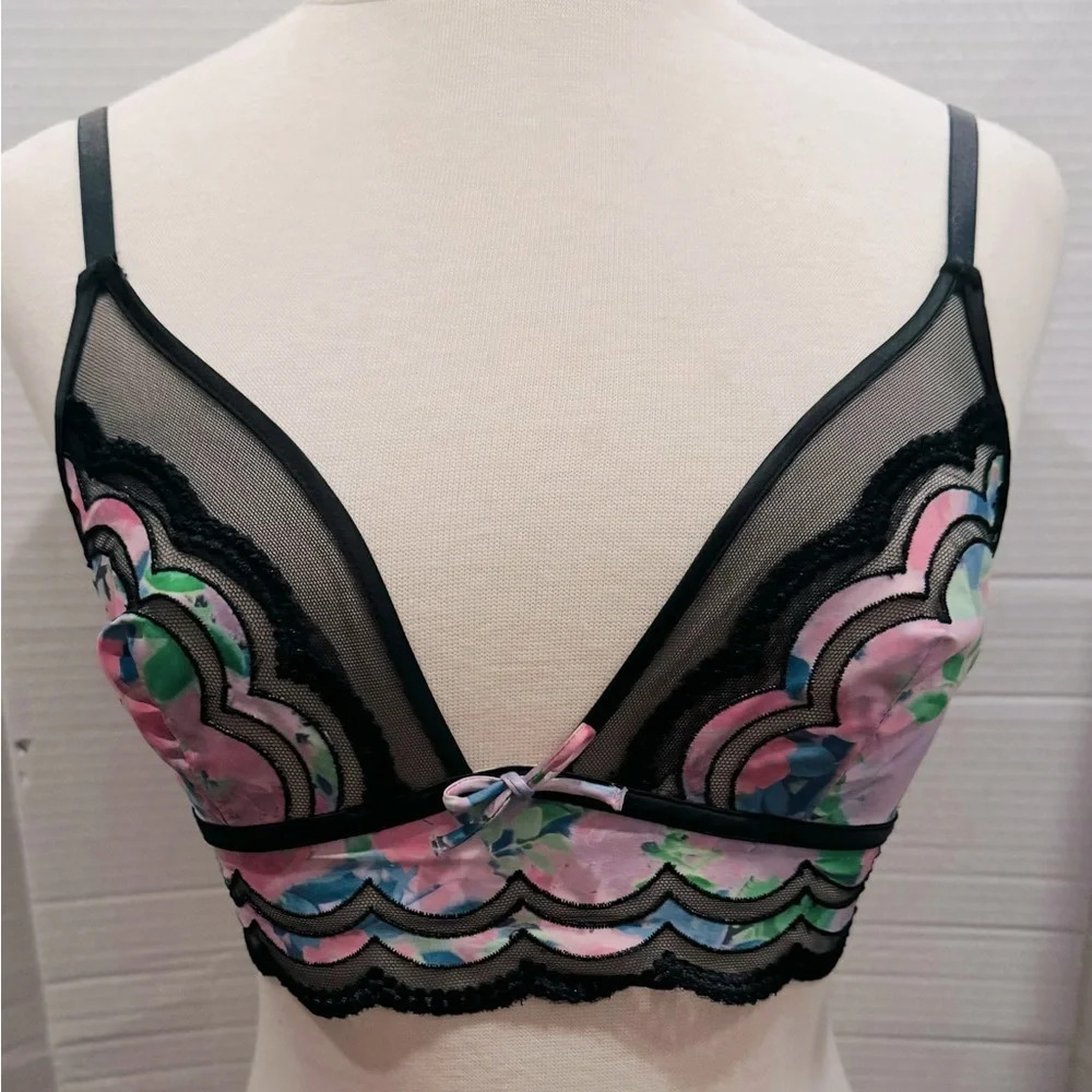 NWT For Love+Lemons Odette floral bra lace scalopped bralette lingerie sexy mesh